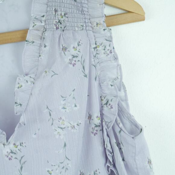 Women's Small Blouse Soft Floral Pastel Purple Cottagecore Romantic Feminine - Picture 3 of 7